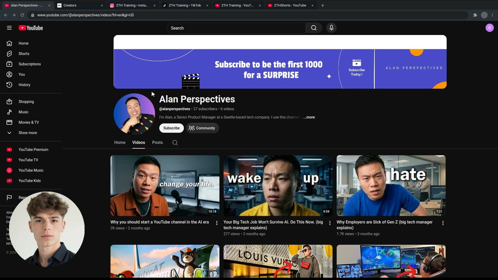 Generated outreach video for the Alan Perspectives YouTube channel